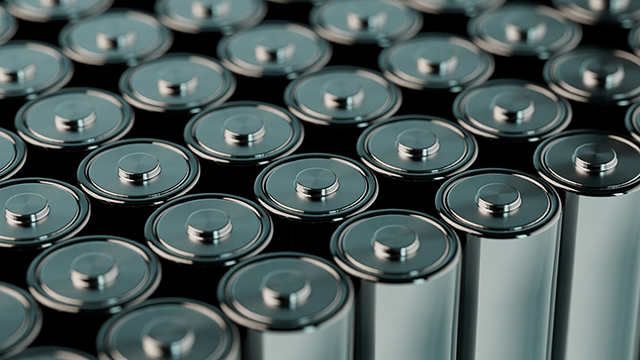 Rows of batteries.